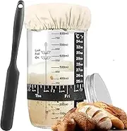 VenVoria 8Pcs Sourdough Starter jar Kit, 35 oz Heat Resistant Glass Container for Sourdough Bread Baking, Bread Lame, Metal Lid & Cloth Cover, Thermometer- Baking Supplies