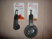 KitchenAid Measuring Cup/Spoon set 9 piece soft handles secure grip Gray NOC!