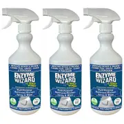 3x Enzyme Wizard Multipurposes Bathroom and kitchen Spray and Wipe 750ml Spray
