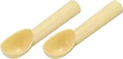 uxcell 2pcs Plastic Ice Cream Scoops, Fruit Spoons Watermelon Scooper Kitchen Tools for Ice Cream Yogurt Cupcake Melon Ball Beige
