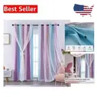 Colorful Rainbow Unicorn Curtains with Tie Backs - Perfect for Kids' Rooms