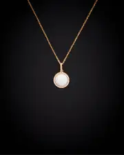 18K Italian Rose Gold 0.62 ct. tw. Diamond & White Agate Necklace