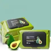 RIVOM AVOCADO CLEANING WIPES Cucumber Vitamin E Makeup Remover Wipes Hydrating Refreshing Soothing(60 wipes in Pouch)