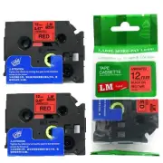 2/Pack 12mm Black on Red Tape for P-touch Model PT9200PC, PT-9200PC Printer
