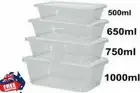 TAKE AWAY CONTAINERS &LIDS PLASTIC FOOD CONTAINER RECTANGULAR 500/650/750/1000ML