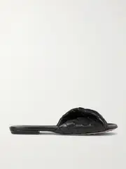 [Bottega Veneta] Bottega Veneta - Blink Intrecciato Leather Slides - Black - IT39 IT 39 Black
