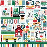 School Day Back Class Desk Bus Backpack Teacher Homework Recess Element Stickers