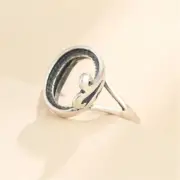 Ring Setting for 9x13mm Oval Cabochons 925 Silver Adjustable Band Ring Base