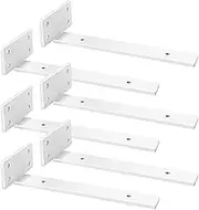 Riuog 6 Pack Heavy Duty Shelf Bracket, 13.8in Floating Invisible L Shelves Brackets, Industrial Metal Shelf Bracket Hardware Supports, Brackets for Shelves (White)