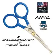 TOP PERFORMANCE Dog Cat Grooming 4"SAFETY/BLUNT/BALL TIP CURVED SHEAR SCISSOR