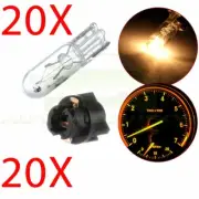 For 20x White Halogen Mini-Wedge + Sockets Cluster Dashboard Light T5 27 73 74