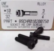 #10-32x3/4 Hex Socket Head Cap Screws Alloy Steel Black (50)