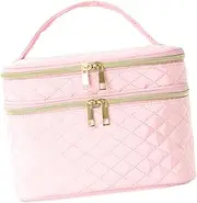 [TENOL] Portable Makeup Storage Case Nail Polish Organizer Case Cosmetcs Tool Organizer Travel Pouch for Manicure Sets Nail Supplies, Pink