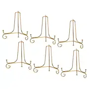 6Pcs 6 Inch Plate Stands for Display Iron Folding Easel Plate Holders, Gold