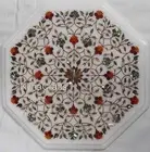 Octagon Marble Coffee Table Top Multicolor Stone Inlay Work Sofa Side Table
