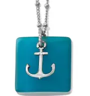 NWT Brighton SEA SHORE ANCHOR GLASS Nautical Blue Silver Necklace MSRP $62