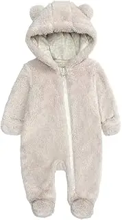 [Babymine] Newborn Baby Snowsuit Fleece Lined Onesie Outfits Warm Hooded Romper for Infant