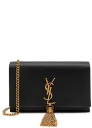 Saint Laurent Kate Satin Wallet-on-chain - Black - One Size One Size