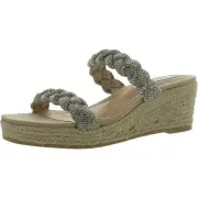 Steve Madden Womens Alreya Silver Wedge Sandals Shoes 7.5 Medium (B,M) BHFO 5361