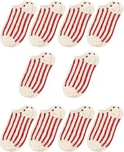[Generic] XYZOOM Men Low Cut Stripes Ankle Length Short Socks 10 Pairs Red M(f1f3e 9f40b 7ecb0 57caa 989f2 f3488