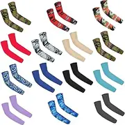 [AZIDWERYQ] 14Pairs Arm Sleeves for Kids UV Sun Protection Cooling Arm Compression Cover Breathable Football Arm Sleeves for Boys & Girls Outdoor Sports