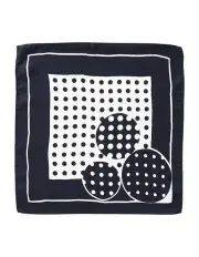 [Gibson] Triple Spot Silk Pocket Square in Navy