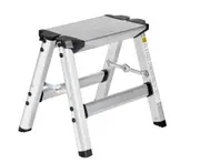 Step Folding Ladder Stool Aluminum Frame Portable Anti Slip 34cm High Camping