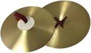 Frediuo 2Pcs Crash Cymbals Traditional Percussion Hand Cymbal Sturdy with Finger Strap Musical Instrument Alloy for Band Stage Show, 18 inch