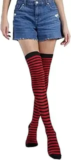 [Generic] 2-piece Striped Plus Size Thigh High Socks Fad Appearance Stockings