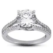 3.37ct D-SI2 Round Natural Diamonds 18k Vintage Style Ring with Wedding Band