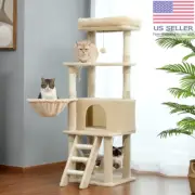 Cat Tree Large Cat Tower Indoor Climbing Tower Ladder Scratch Board Multi-Level