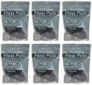 ( LOT 6 ) B.BUDDIES CharcoaLinfused Floss Picks 75-ct/pack = Total 450 Floss