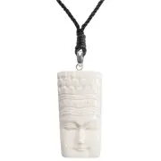 Bovine Bone Pendant 925 Silver Third Eye Buddha Cord Necklace - 81stgeneration