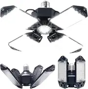 Luminsco LED Garage Light, 80W Super Bright Garage Ceiling Lights with 4 Deformable Panels E26/E27 LED Shop Bay Light, 6500K Daylight Light Bulb for Basement Garage Workshop Attic (80W, 1 Pack)