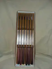 Vintage Enesco 6 Piece Fondue Forks Stainless Steel In Box