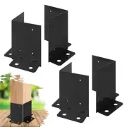 4Pcs Post Anchor Base, Deck Post Base, Black Powder-Coated Post Brackets, Hea...