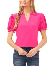 CeCe Collared Split Neck Top