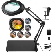5 Inch Large Magnifying Glass with Light and Stand, 2-in-1 LED Lighted Magnif...
