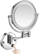 8" Wall Mounted Lighted Makeup Mirror,Double Sided 1X/10X Magnifying Mirror with Light,Extended Arm 360 Rotation Wall Mounted Makeup MirrorSilver,USB