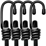 24" Heavy Duty Bungee Cords with Hooks, Black 4 Pack Industrial Grade Heavy D...