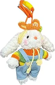 Plush Bunny Bag Charm, Stuffed Lop-Eared Rabbit Figure Pendant, Cute Plush Animal Doll, Keychain, Best Collection for Boys, Girls, Kids, Adults, School, Travel, Multicolor