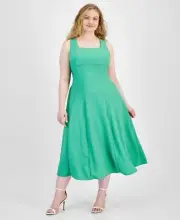 NEW TAYLOR GREEN FIT AND FLARE MIDI DRESS SIZE 16 W WOMEN PLUS $98