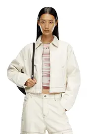 [Diesel] Diesel - Padded jacket in clean-wash denim - Denim Jackets - Woman - White L White