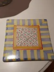 Mackenzie Childs ceramic pottery Tile Trivet Decoration 8x8 corkback