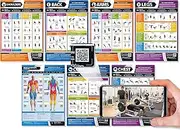 Gym Workout Posters - Set of 7 - Laminated - EXTRA LARGE 33" X 23.5" - Exercise Posters - Gym or Home Workout Charts - Includes Video Training Support