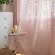 Pink Lace Curtains - Short Boho Cafe Curtains, Light Filtering Lace Kitchen