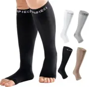 EVOPLECI Open Toe Compression Socks Black Tall Toeless 15-20mmHg