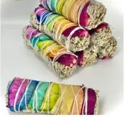 Smudge Sticks 8 x 4" Cali Sticks 7 Chakra Rose Petal White Sage