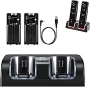 Wii Chargers for Nintenndo Wii Remote Controller, Wii Charger Dock Station with 2 Rechargeable Batteries and USB Charging Cord Black