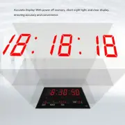 LED Digital Wall Clock Red Adjustable Brightness Calendar Power Failure